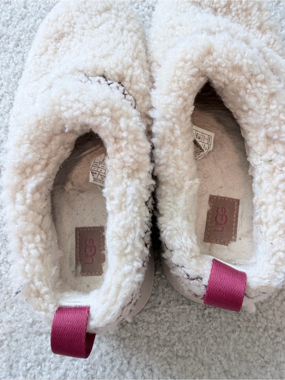 UGG Tazz Braid Platform Mule Slippers White Borg Shearling Clog Womens Size 7 - Picture 10 of 12